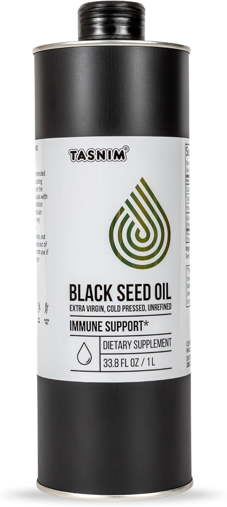 Tasnim Black Seed Oil (35.27 fl oz) | Kalt gepresst für Immununterstützung (21% Thymochinon) | Haut und Haar