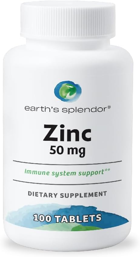 Erden Splendor Immununterstützung Ergänzungen, mit Zink 50mg, hilft Pflege der Haut Gesundheit, Weizen frei, keine künstliche Farbe oder Geschmack, Mineralische Ergänzungen für Männer & Frauen (100 Tabletten)