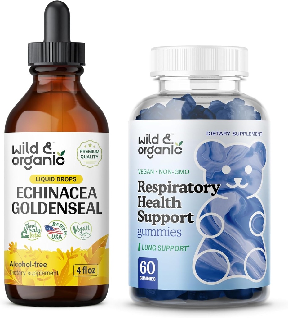 Teinture de seaux d'or d'échinacée sauvage et biologique 4 fl oz & Lung Detox Gummies
