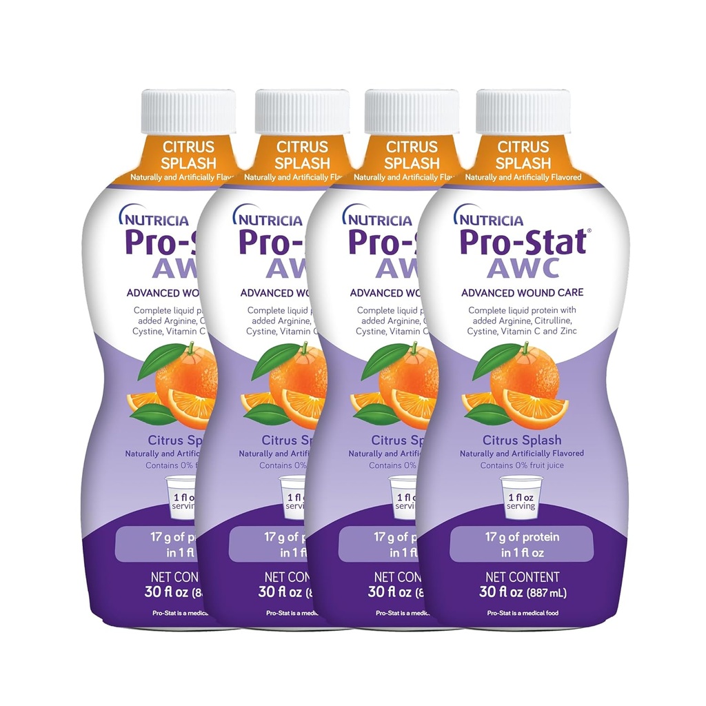 Pro-Stat Advanced Wound Care (AWC), Protéines liquides concentrées Alimentation médicale - Arôme de punch à splash d'agrumes, flacon de 30 fl Oz (cas de 4)
