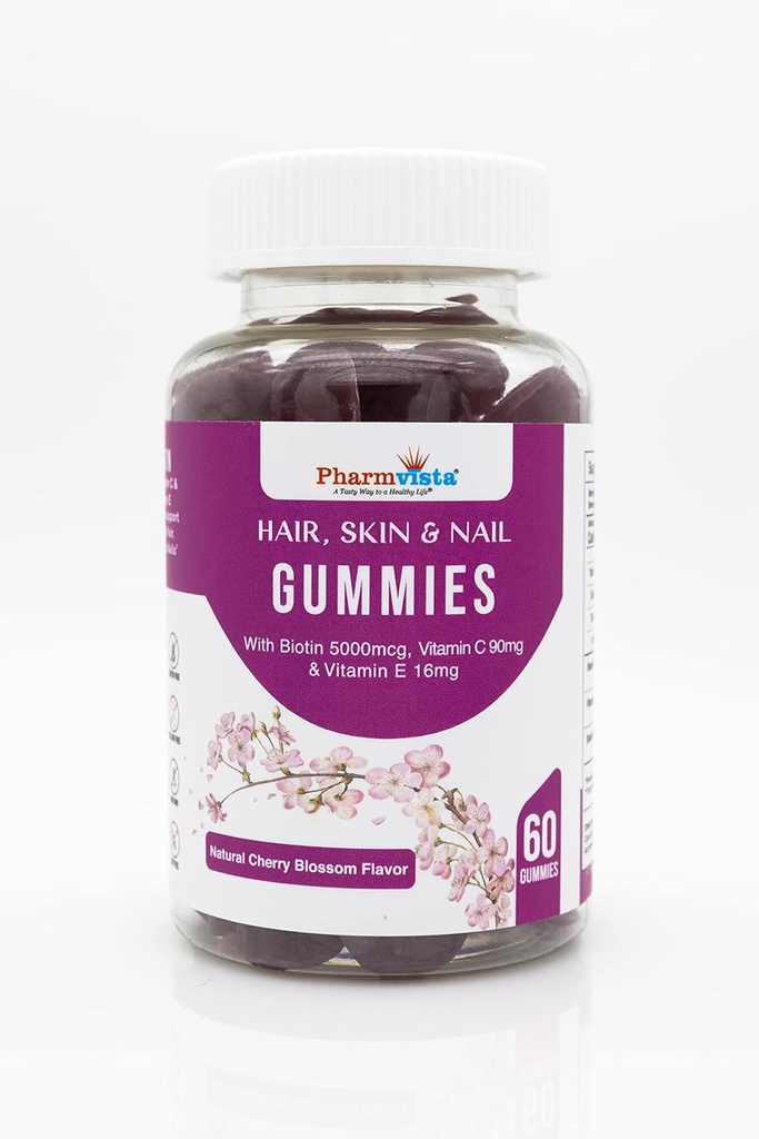 Haar Skin & Nail Vitamin Gummis mit Biotin Vitamin C und E -Vegan Gluten Free & Non-GMO Zutaten -60 Count