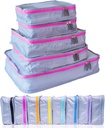 Cubes d'emballage MUMI – Cubes d'emballage à compression à 5 pièces pour les voyages, Organisateurs de bagages pour valises, Sacs de transport, Sacs à dos et Sacs à dos – Essentiels de voyage à l'espace - Rose