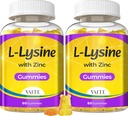 L Gommies Lysine 1000mg avec Zinc - Supporte la peau, lèvre, végétalien, sans gluten, 60 L-Lysine à croquer pour adultes, Vitamines tissu santé et système immunitaire, Amino Acid et suppléments complexes, non-OGM(2Pack)