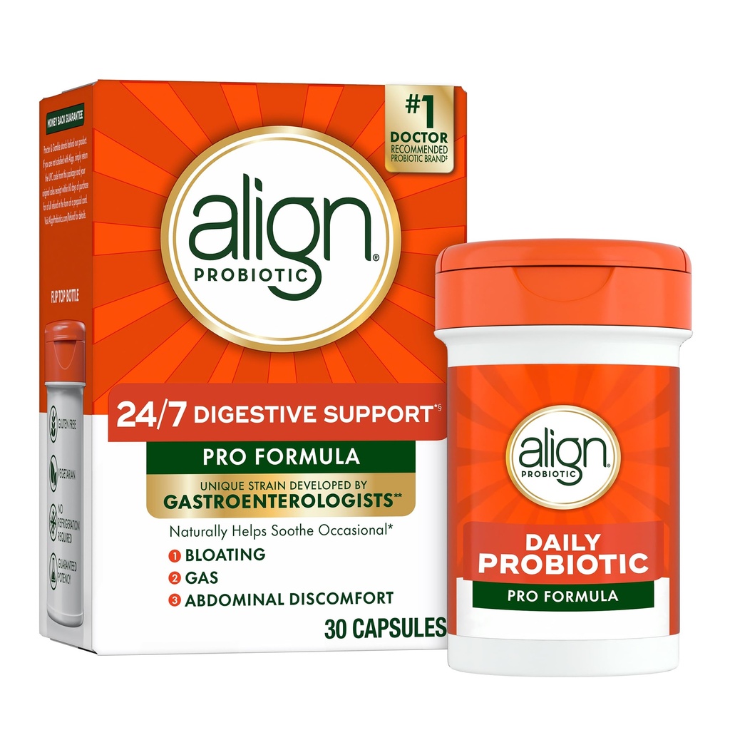 Allineare Probiotico, Pro Formula, Probiotici per Donne e Uomini, Probiotici per la Salute Digestiva, Uomini e Donne Capsule Probiotici Aiuta a Alleviare occasionalmente Bloating & Gas*, 30 Capsule