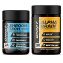 ONNIT Premium Alpha Brain Bundle - Supplément Cerveau Nootropique (90 comte) pour Focus, Concentration et Mémoire + Shroom Tech Sport pour l'exercice, l'énergie et la performance cardiovasculaire (28 comte)