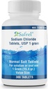 Safrel Sodium Chloride Tablets 1 gm, USP | Normal Salt Tablets | (15.4gr.) | Electrolytes Replenisher Hydration Drink (300 Count (Pack of 1))