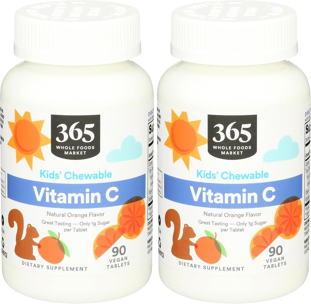 365 von Whole Foods Market, Kids Essentials Kaubares Vitamin C, 90 Count (Pack von 2)