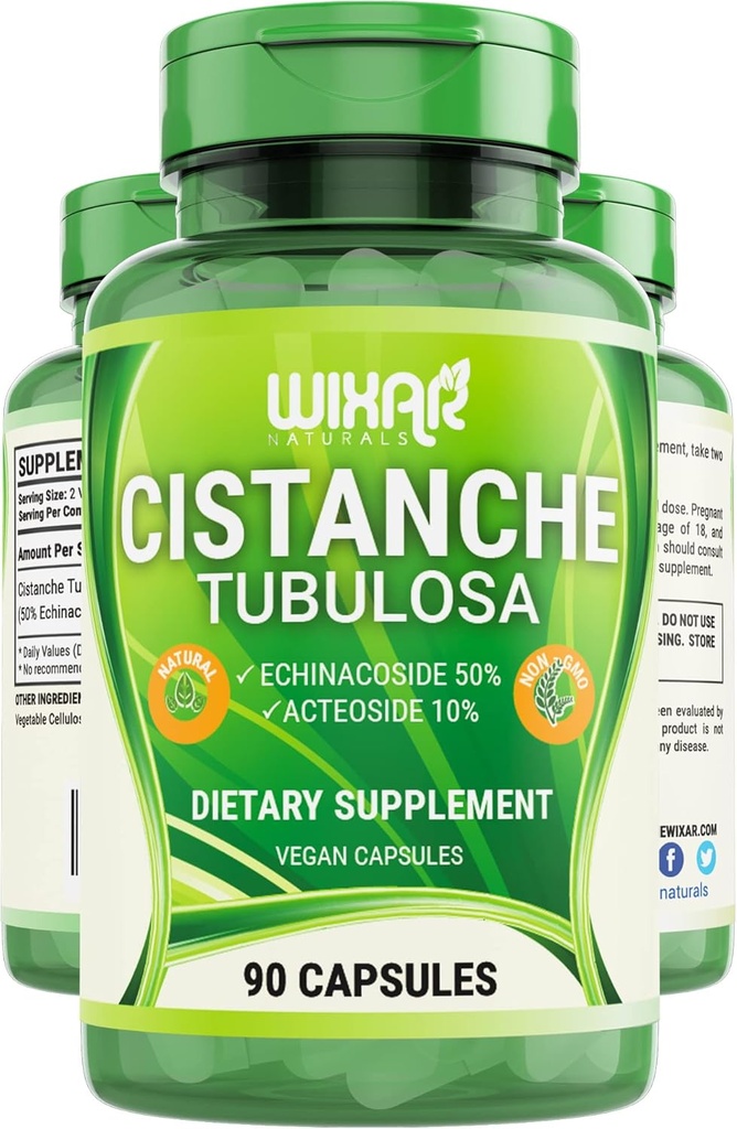 Cistanche Tubulosa Kapseln - 50% Echinacoside & 10% Acteoside, Vegetarische Energie Ergänzungen für Männer & Frauen, Memory Support Supplement, Performance Vitamin Supplements, 90 CT