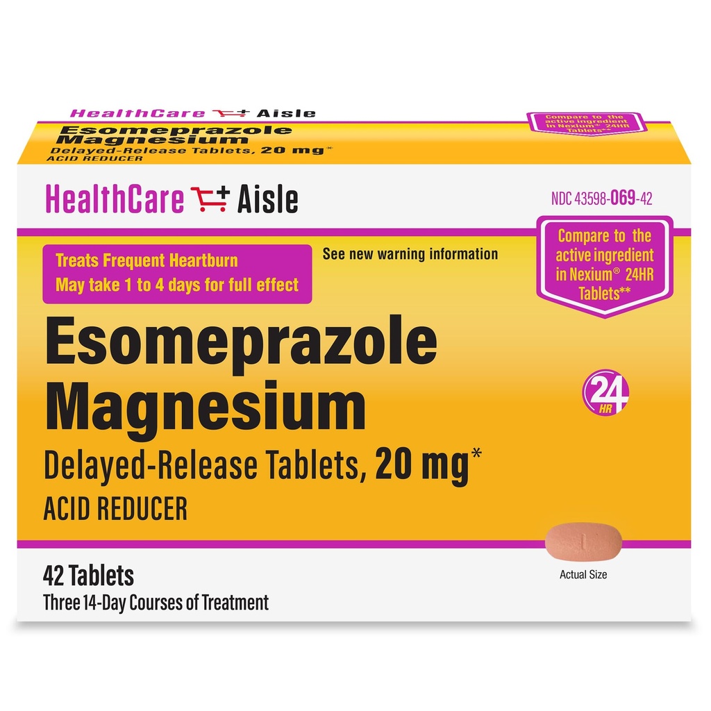 HealthCareAisle Esomeprazol Magnesium Delayed-Release Tabletten, 20mg - 42 Count - Säure Reducer, Bietet Sodburn Relief