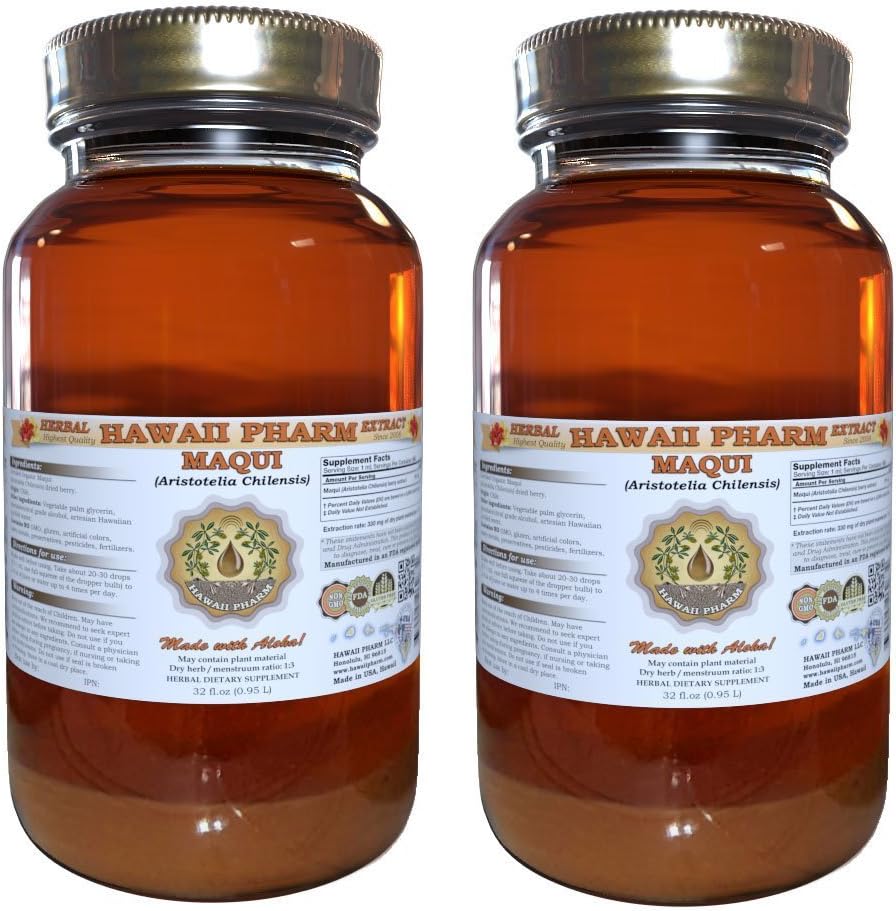 Maqui Liquid Extract, Organic Maqui (Aristotelia chilensis) Tinktur Supplement 2x32 oz Unfiltriert
