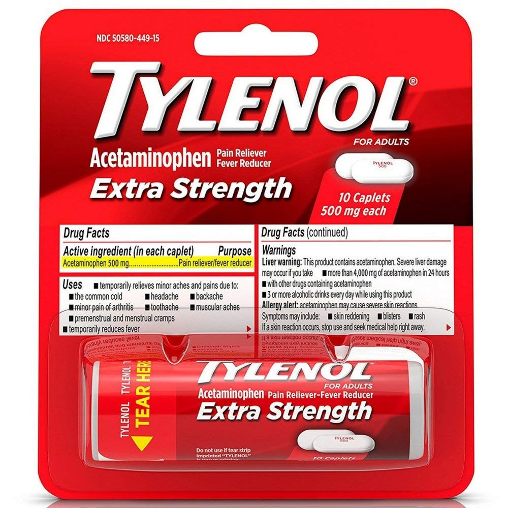 TYLENOL Caplets 10 ea (Pacchetto di 6)