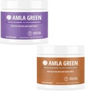 Amla Powder & Green Tea Superfood Supplément avec des épices de mûre et citrouille, biologique, végétalien, 30 portions