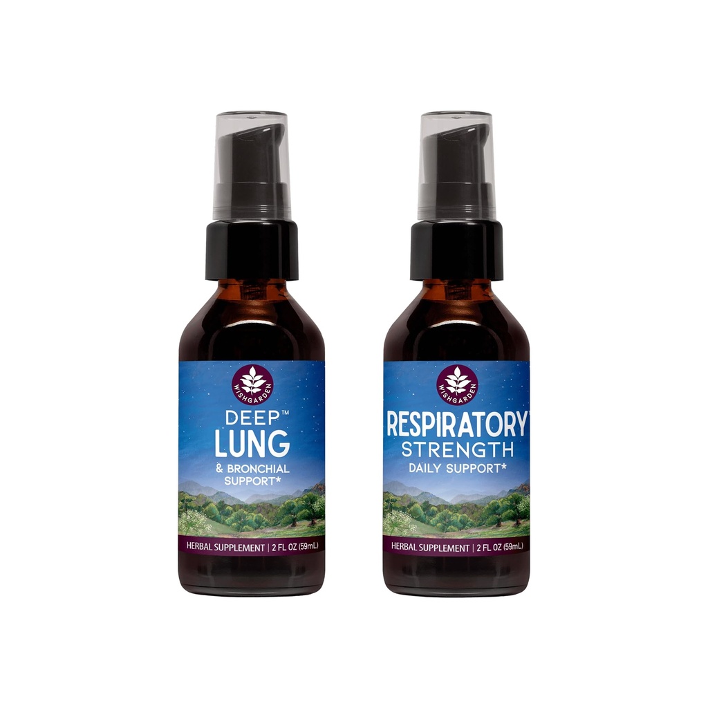 WishGarden Kräuter Gesunde atmen Bundle - Deep Lung Bronchial Support Lung Cleanse & Detox + Respiratory Tonic unterstützt Langlebigkeit und bessere Lung Efficiency, 2oz Bundle