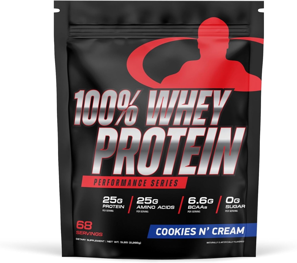 Goliath Labs 100% Whey Protein Powder Isolate/Blend | Integratori di allenamento ad assorbimento rapido per gli uomini e le donne | 25g di Proteine Pure e 5.5g di BCAAs | 5 lbs, 68 Servings (5 LB, Cookies n Cream)