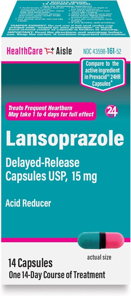 HealthCareAisle Lansoprazole 15 mg - 14 Delayed-Release Kapseln - Säure Reducer, Bäume Häufige Sodbrennen
