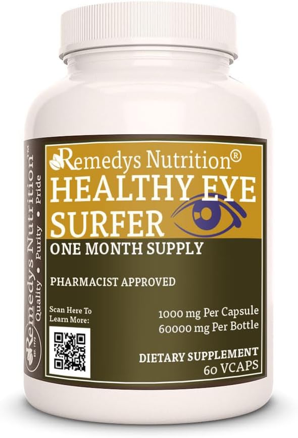 Remedy Nutrition Healthy Eye Surfer | 1.000 mg, 60 Vegan Capsules Herbal Dietary Supplement | Two Month Supply