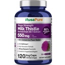 NusaPure Milk Thistle 50:1 Extrakt, 550 mg Äquivalent zu 27.500mg 120 Veggie Kapseln Non-GMO, Vegan Max Strength - Standardisiert 80% Silymarin, Bioperine