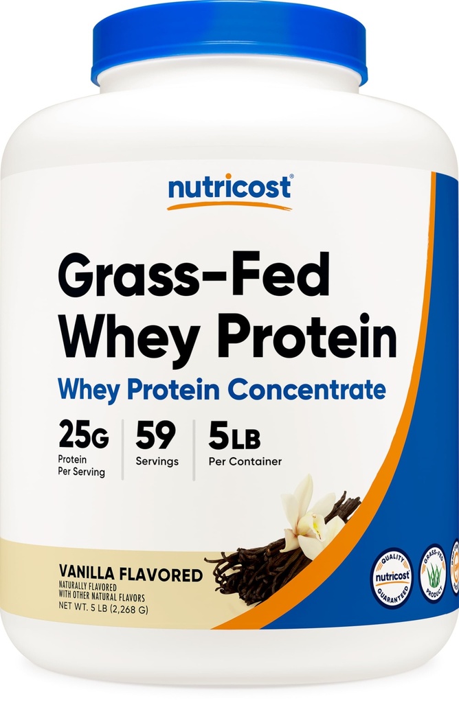 Nutricost Grass-Fed Whey Protein Konzentrat (Vanilla) 5LBS - Ungesättigt, Non-GMO, Glutenfrei, natürliche Aromen
