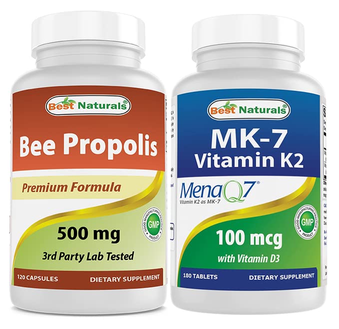 Best Naturals Bee Propolis 500 mg & Vitamin K2 (MK7) mit D3