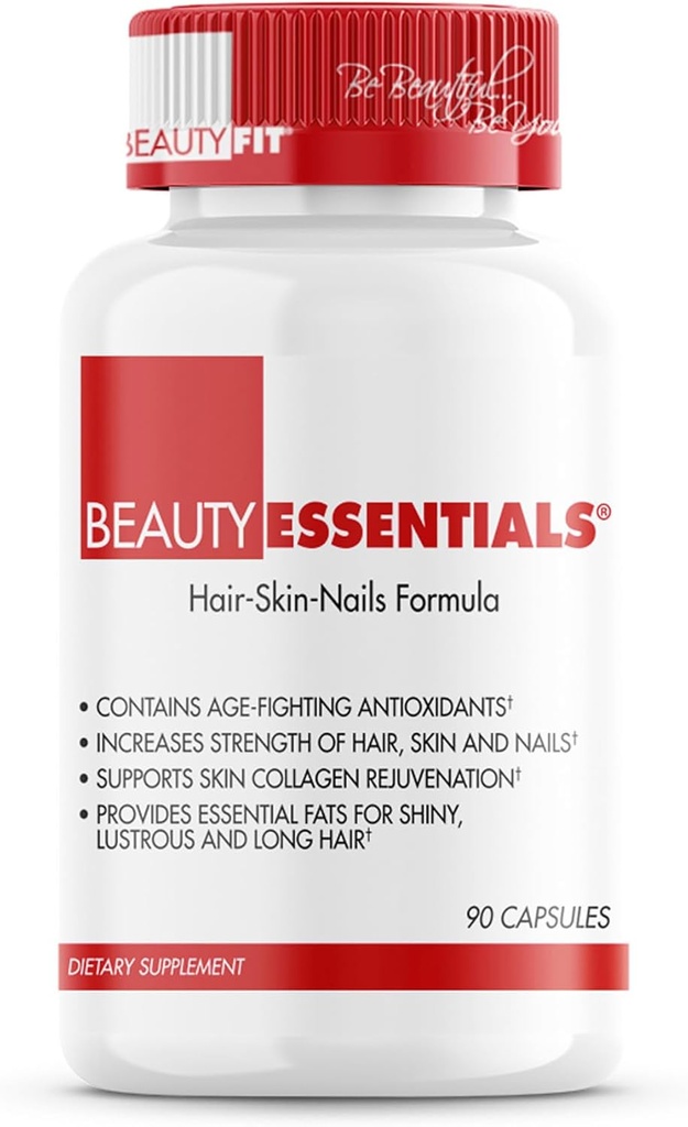 Bellezza Fit BeautyEssentials Hair-Skin-Nails Formula Capsule - Formulato con Vitamine e Antiossidanti - Aumenta la resistenza dei capelli, della pelle, delle unghie - Fornisce Biotina, Zinco, Acido Ialuronico - 90 Conte