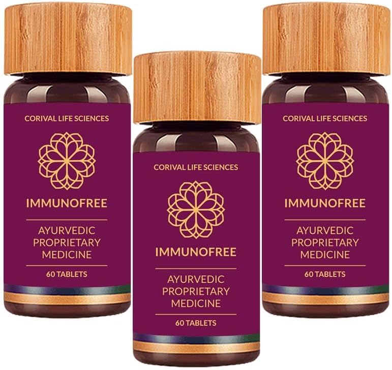 Biogetica Integratore di erbe Immunofree per Supporto Immune - Natural Potent Blend of Tulsi, Kalmegh, Yashtimadhu & Giloy per Boost Immune - 100% Vegan - 60 compresse- Confezione da 3