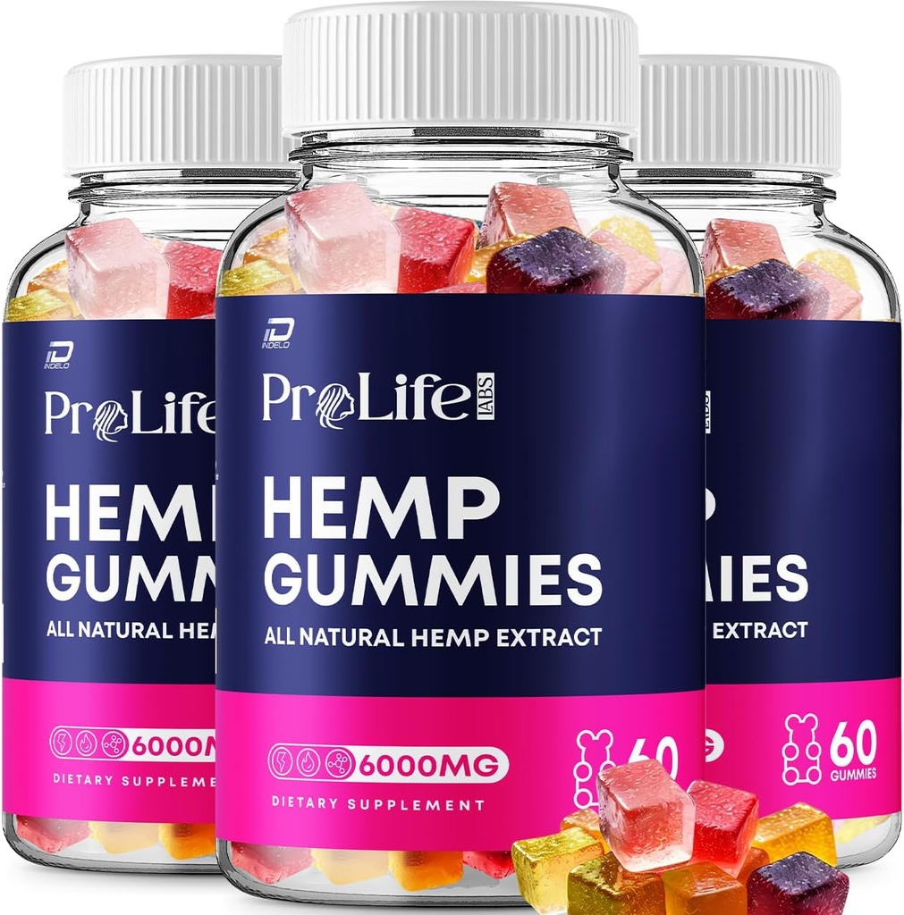 Prolife Hemp Gummies - con Estratto di semi di canapa Pro Life Labs Tinnitus Herbal Supplement, Salute e benessere supporto (3 Pack - 180 Gummies)