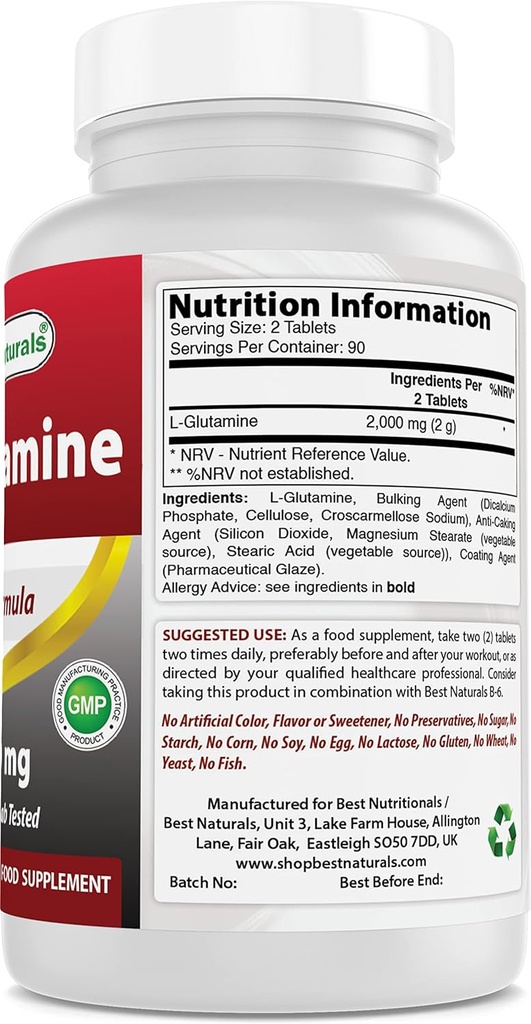 Meilleurs naturels L-Glutamine 1000 mg & Ashwagandha Extrait 500 Mg