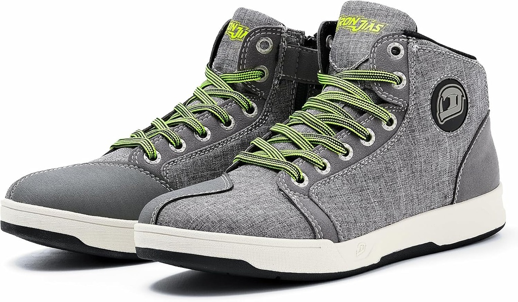 Scarpe Moto da Uomo di IRON JIA, Ingranaggio protettivo antiscivolo traspirante, Stivali per motociclo casual Powersport (Grey 8)