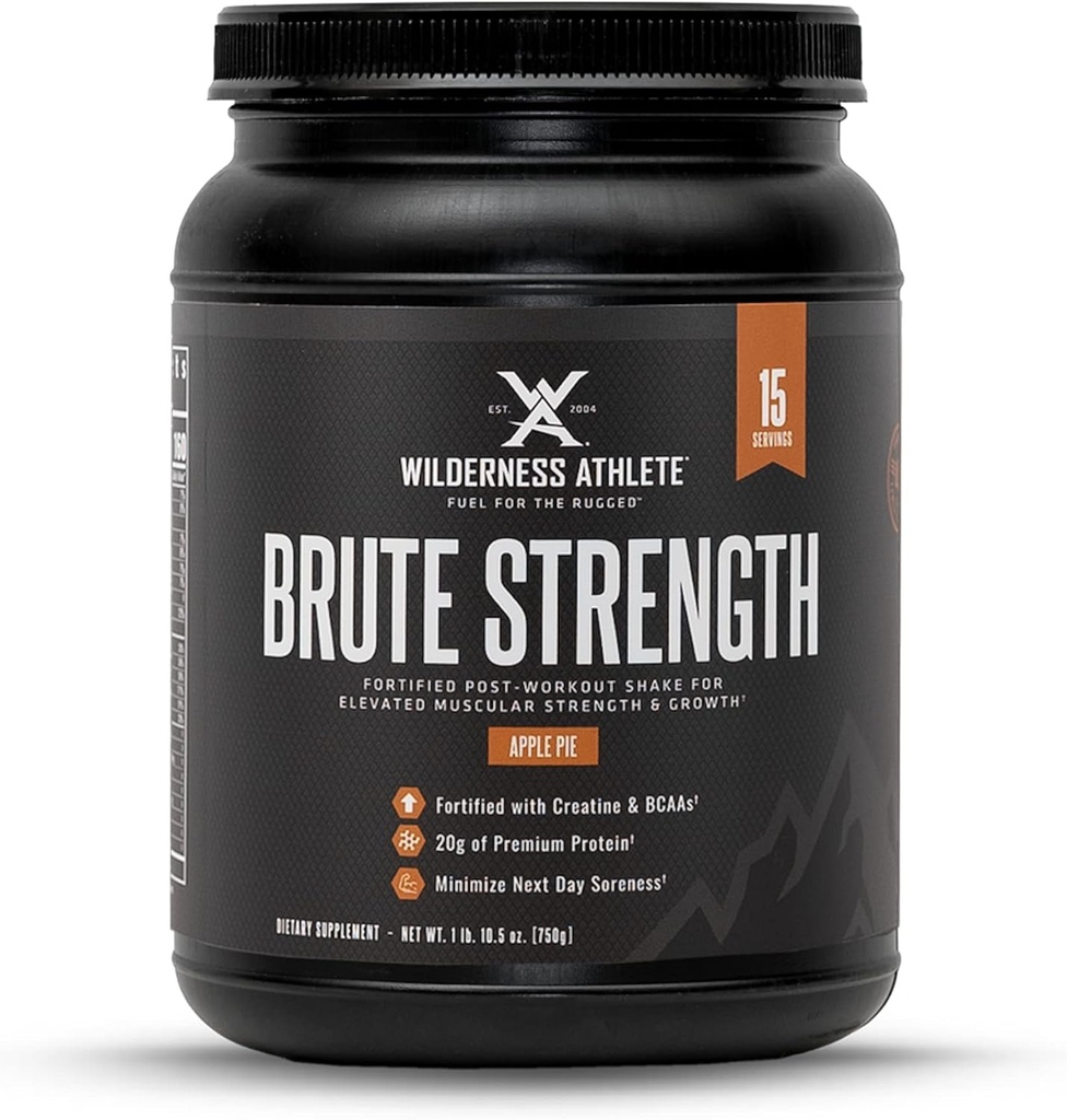 Wilderness Athlete - Brute Strength BCAA Post Workout | BCAA Creatine Workout Powder - Premium Post Workout Recovery Drink | 15 Serving Tub (Apple Pie)