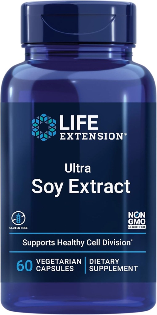 Estensione di vita Ultra Soy Extract, Salute e salute delle cellule, Senza glutine, Non OGM, Vegetariano, 60 capsule