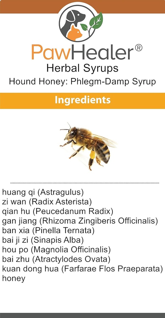PawHealer Phlegm Damp Cough Syrup: Hound Honey® - (5 fl oz) Natürliche Kräutermedizin für Symptome von nassem Husten - Geschmacksrichtungen gut - einfach zu verwalten