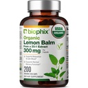 Biophix Lemon Baume Capsules USDA Organic 20:1 Extrait 300 mg 200 Veggie Caps - Santé cognitive Stress Sleep Mood Support Supplément naturel à base de plantes