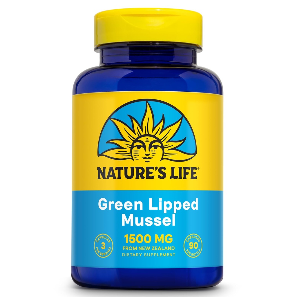 Mussel verde naturale Lipped 1500 mg - Nuova Zelanda Green Lipped Mussel Supplemento con naturalmente Occurring Omega 3 acidi grassi - 60-Giorni Garanzia, Lab verificato - 30 Serve, 90 capsule