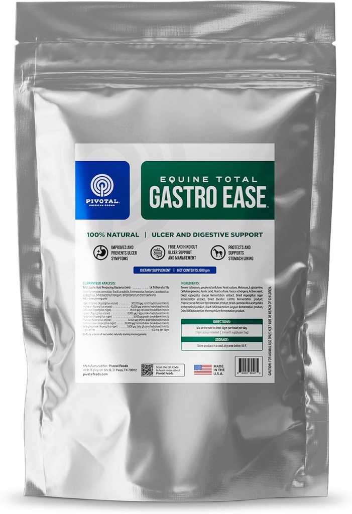 Equine Total Gastro Ease – All-Natural Ulcer & Digestive Supplement für Pferde, die Bovine Colostrum enthalten – hilft, die Ulcer Formation zu verhindern - Berechnungsergänzung - 100% natürlich – Made in USA