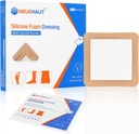 Silikon Foam Dressing mit gentle Adhesive Border 6''x6'', Bed Sore Druck Ulcer Leg Ulcer Silikon Wound Bandage, Hohe Absorption wasserdicht, 5 Pack von NeueHaut