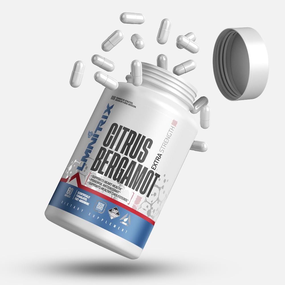 Citrus Bergamot Supplément 1 200mg - favorise la santé du cholestérol et soutient un cœur en santé - 60 Capsules - Vegan, sans gluten et non-OGM