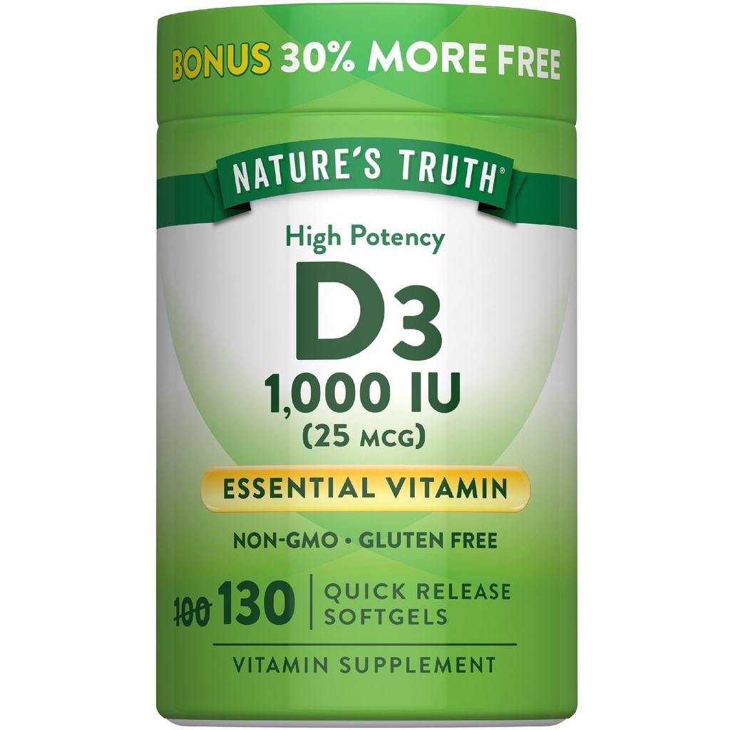 Vitamina D3 1000 IU Softgels | Formula ad alta potenza | 25 mcg | Non OGM & Gluten Supplemento gratuito