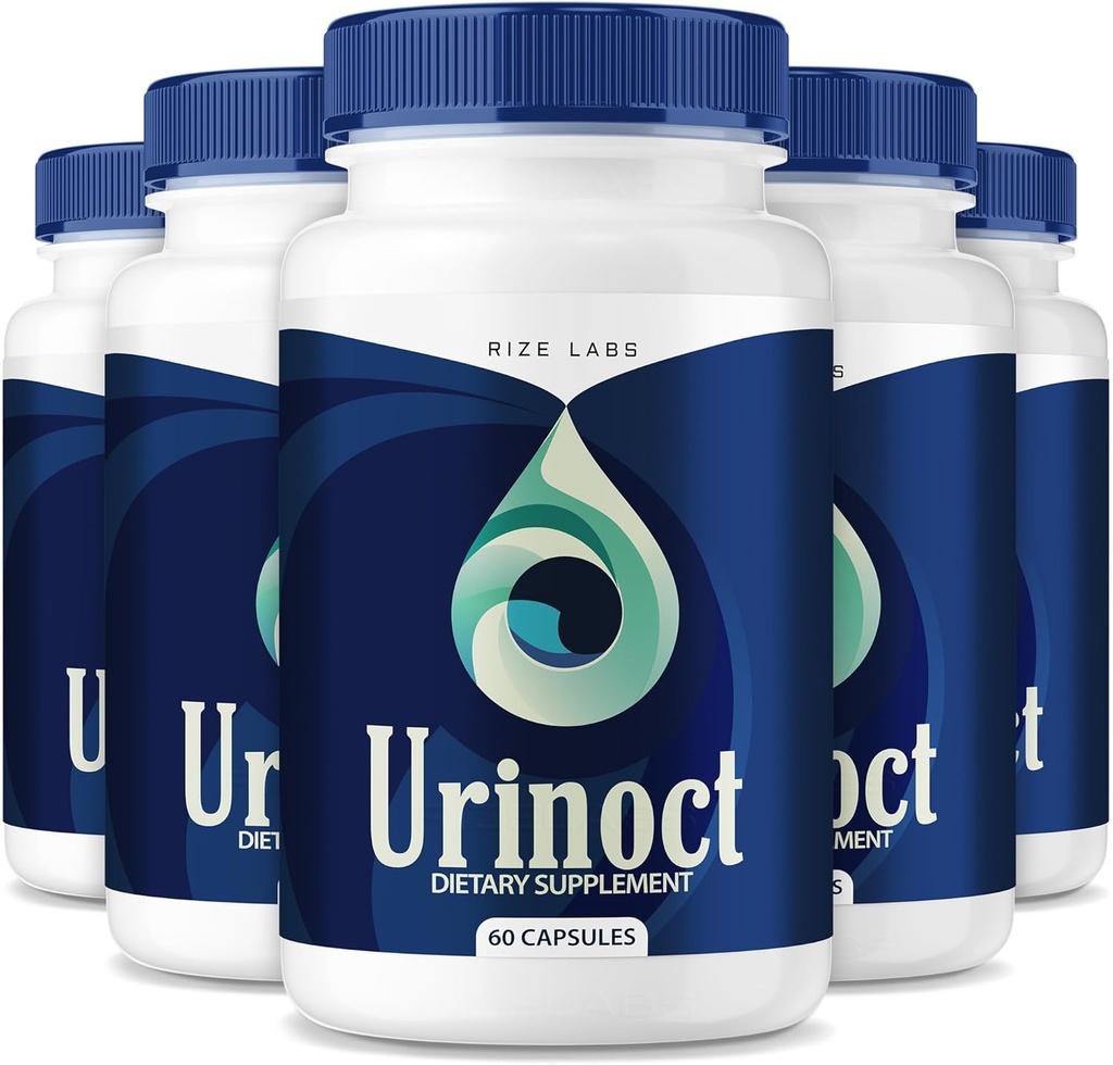 rize labs Urinoct Prostate Supplement, Bladder Health, Advanced Function Formula, Organic Herbal Blend, Flush for Flow - Pack de 5(300 Capsules)