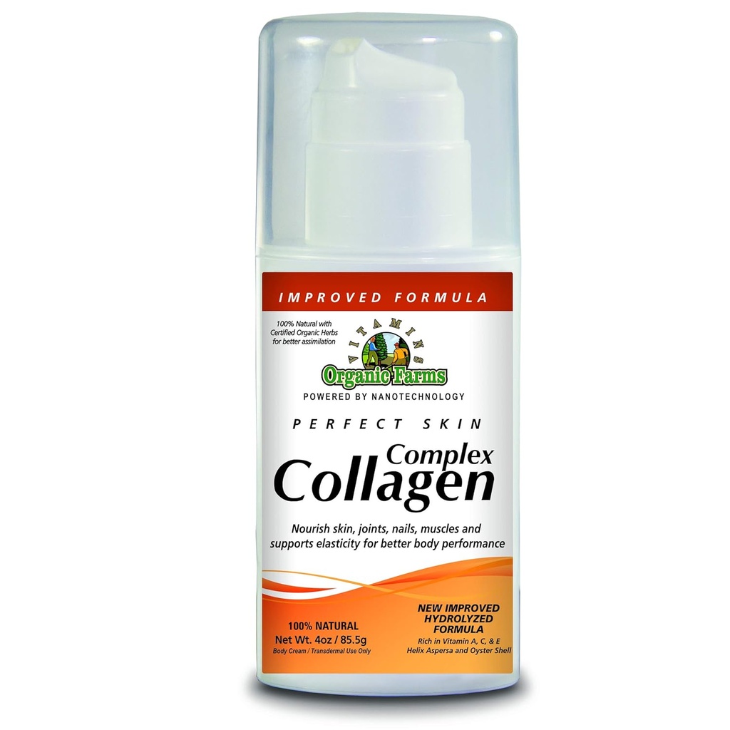 Collagène hydrolysé - peau parfaite - Net Wt. 4oz./ 85,5g Crème du corps / utilisation transdermique seulement - Nourrit et revitalise votre corps - 100% naturel formule améliorée.