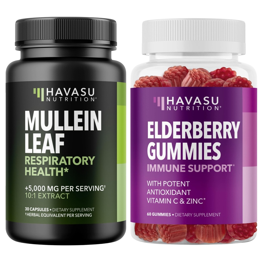 HAVASU NUTRITION Elderberry Gummies + Mullein Blatt Kapseln Immununterstützung Bundle