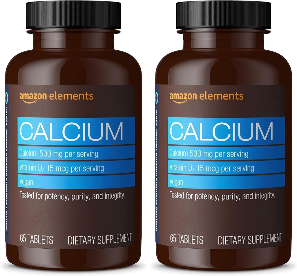 Elemente Calcium Plus Vitamin D2, 65 Tabletten (2 Monate Versorgung) (Packaging Mai Vary) (Packung von 2)