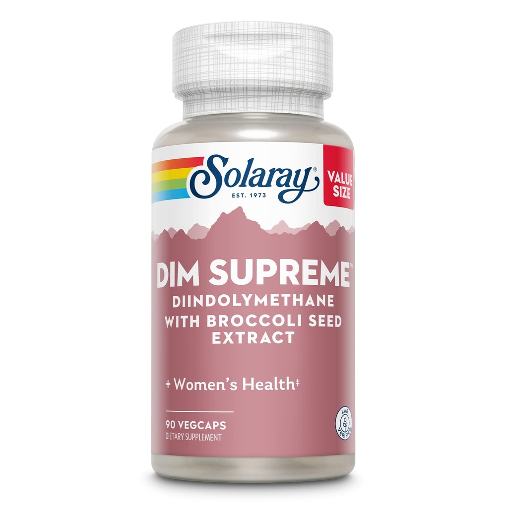 Solaray DIM Supreme 100mg de supplément de métabolisme de la ménopause et de l'estrogène avec extrait de graines de brocoli