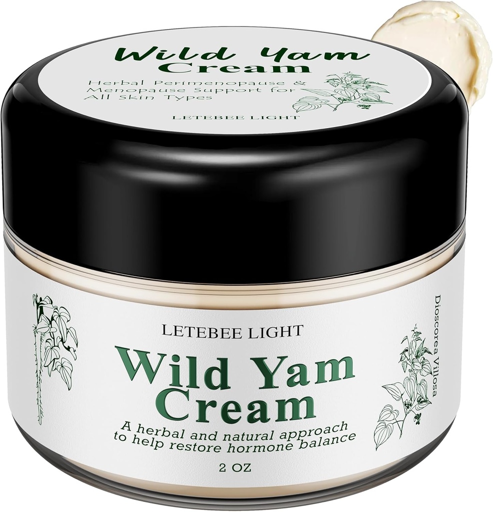 Crème Yam sauvage pour équilibre hormonal: formule naturelle pour les flashs chauds Sweats de nuit - Estrogen Progesterone Free 2 OZ