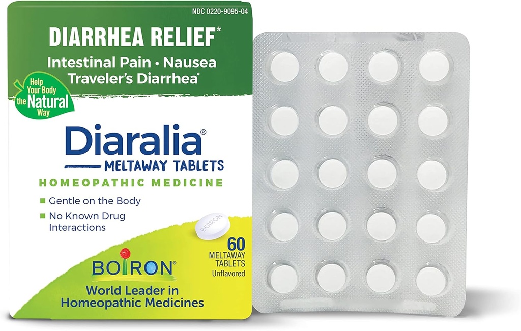 Boiron Diaralia Tabletten für Durchfallhilfe, Gas, Bloating, Darmschmerzen und Travlers Durchfall - 60 Zähler