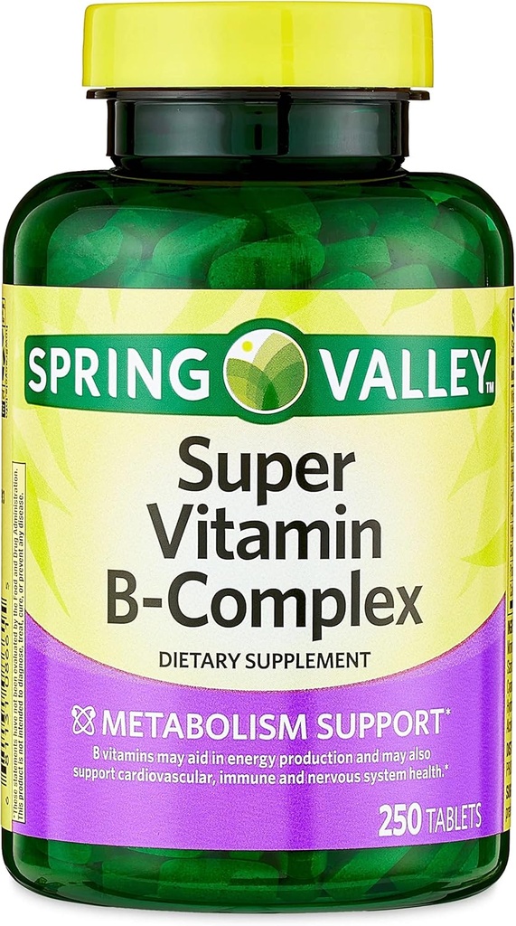 Convergence Spring Valley Super Vitamin B-Komplex Tabletten Nahrungsergänzung, 250 CountMetabolismus Unterstützung* Nahrungsergänzungsmittel