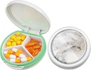 Serfeymi Petite Pill Box - 3 compartiments Portable Pill Box pour la poche de Purse, Compact Mini Travel Pill Case - Convient pour la médecine, la vitamine, l'huile de poisson, suppléments - blanc(Marble)