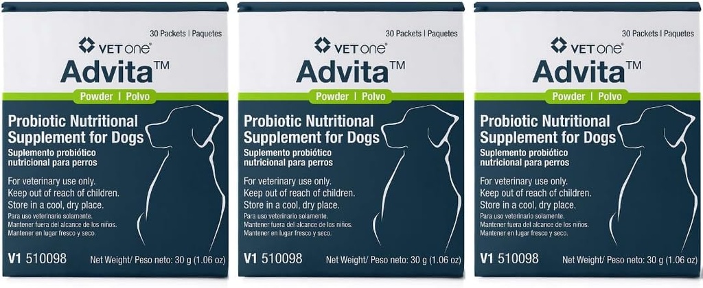 Vet One Advita Probiotic Nahrungsergänzung für Hunde (3 Boxen, 90 Pakete)