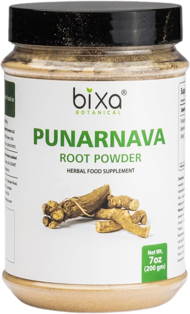 bixa BOTANICAL Punarnava Pulver | Natürliche Detox und Flüssigkeitsbilanz Unterstützung | Boerhavia diffusa | 200 Gramm / 7 OZ | Ayurvedische Kräuterergänzung | Glutenfrei, Non-GMO, Steam behandelt, Vegan, 100% rein