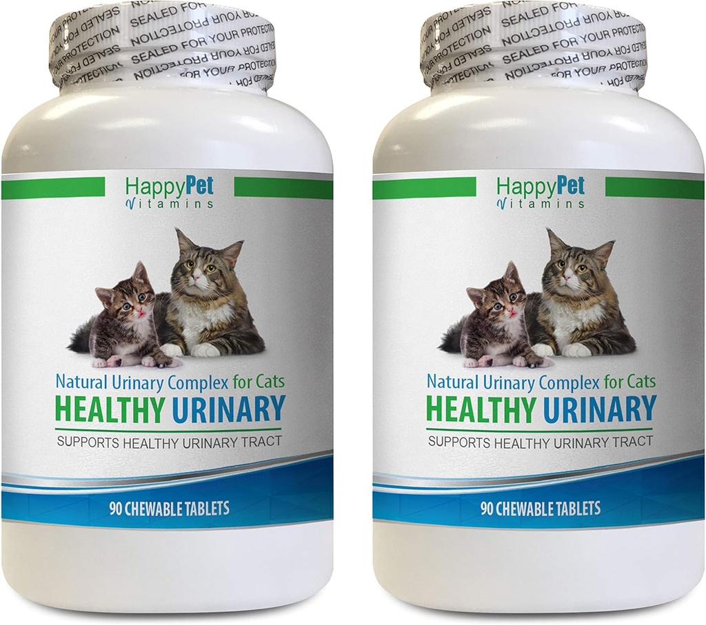 Kat Incontinence Supplements - CAT Gesunde Urinary Complex - UTI Lösung - Natürliche Formel - Katze Cranberry Pulver - 2 Flaschen (180 Tabletten)