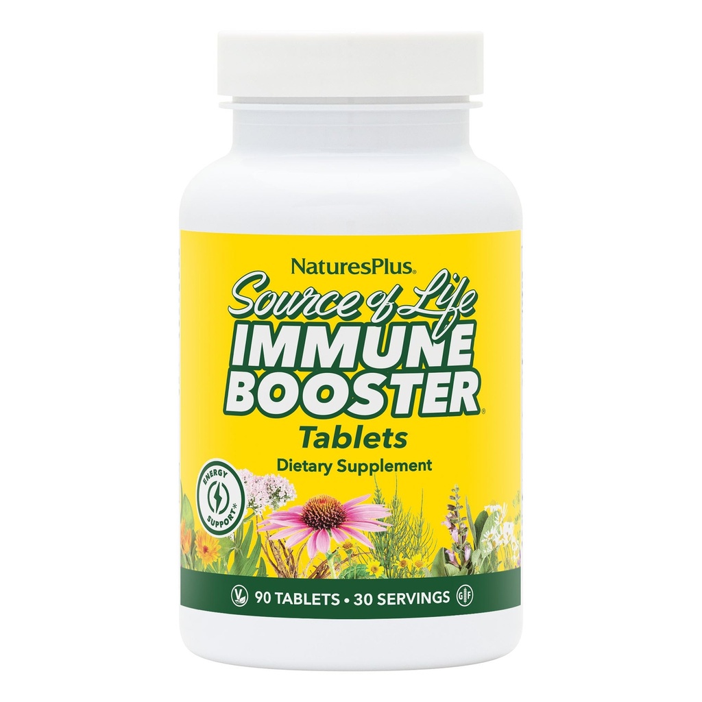 Natures Plus Quelle des Lebens Immun Booster Erwachsene Formel, Schnelle und erweiterte Freisetzung - 90 Vegetarische Tabletten - Natürliche Immunität Booster Supplement - Vitamine A, C, E & Zink - Glutenfrei - 30 Servierungen